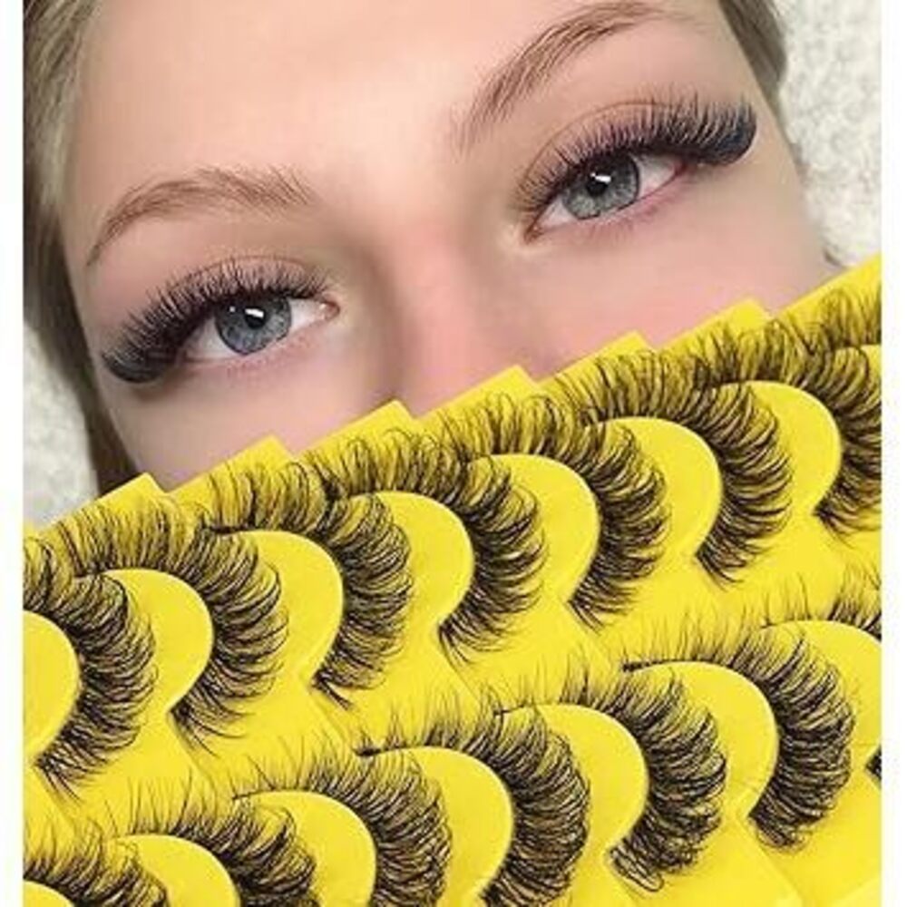 False Eyelashes Russian Strip Lashes D Curl Wispy Natural Look Faux Mink Lashes